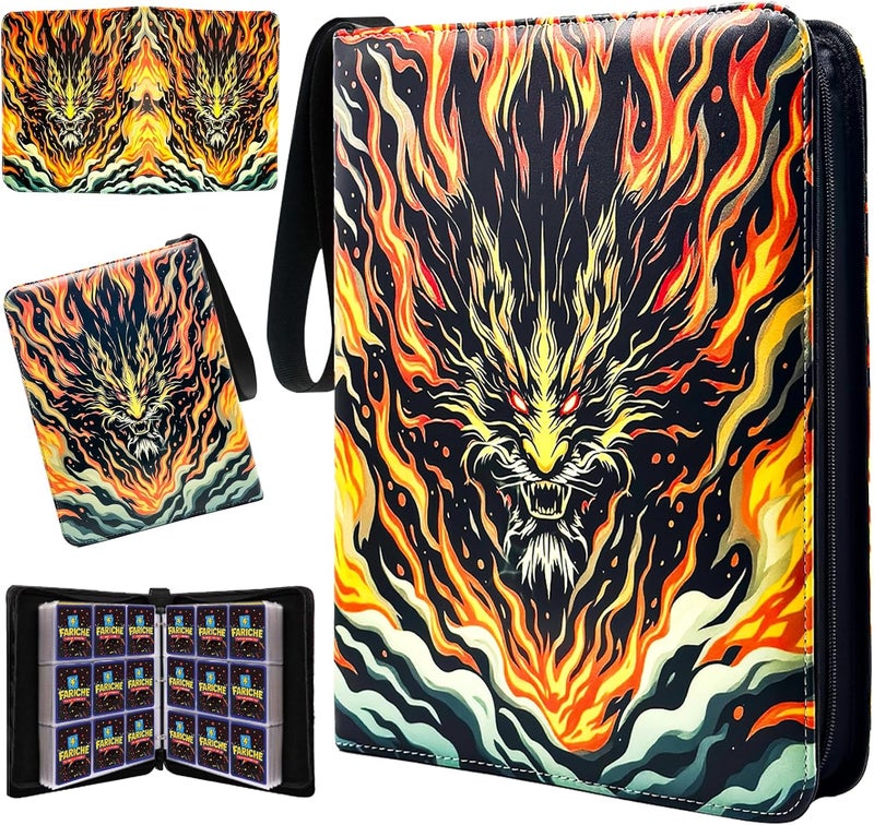 FARICHE Trading Card Binder for Cards, 9-Pocket Portable Card Collector Ablum Holder Book Fits 900 Cards with 50 Removable Sleeve, Waterproof Card Binder Display Storage Carrying Case for TCG-Dragon - Image 1